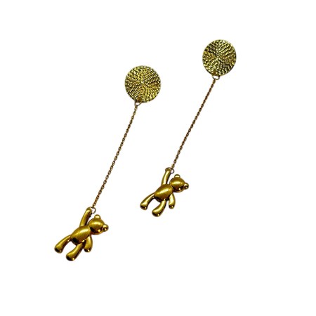 earrings hooks steel gold with bears1